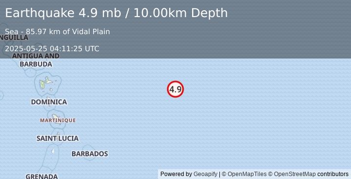 Earthquake North Atlantic Ocean (4.9 mb) (2025-05-25 04:11:25 UTC)