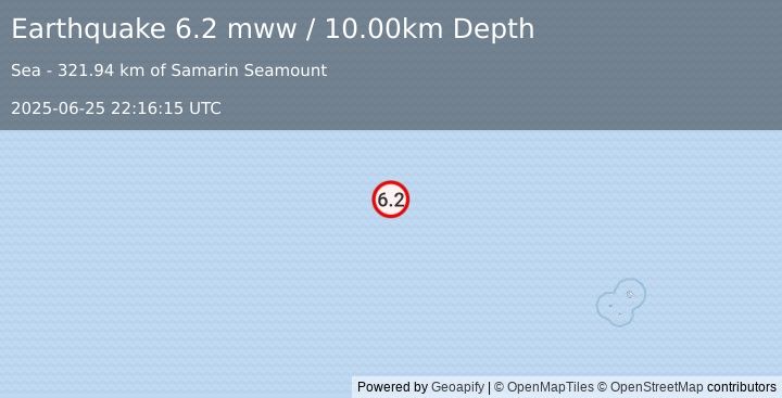Earthquake southern Mid-Atlantic Ridge (6.2 mww) (2025-06-25 22:16:15 UTC)