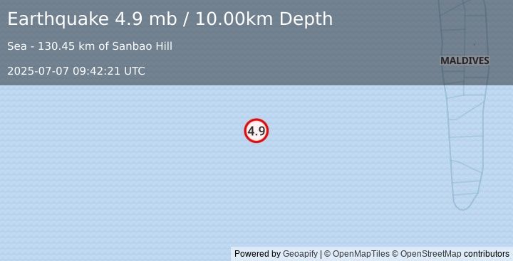 Earthquake Carlsberg Ridge (4.9 mb) (2025-07-07 09:42:21 UTC)