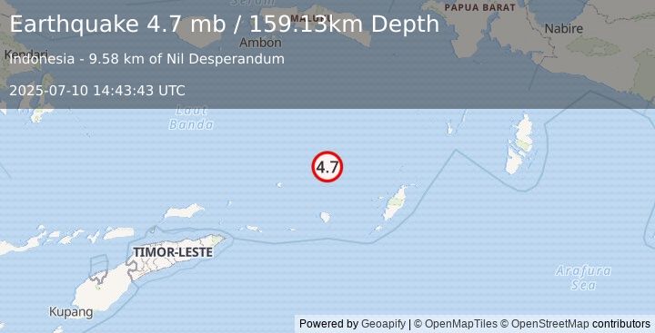 Earthquake Banda Sea (4.7 mb) (2025-07-10 14:43:43 UTC)