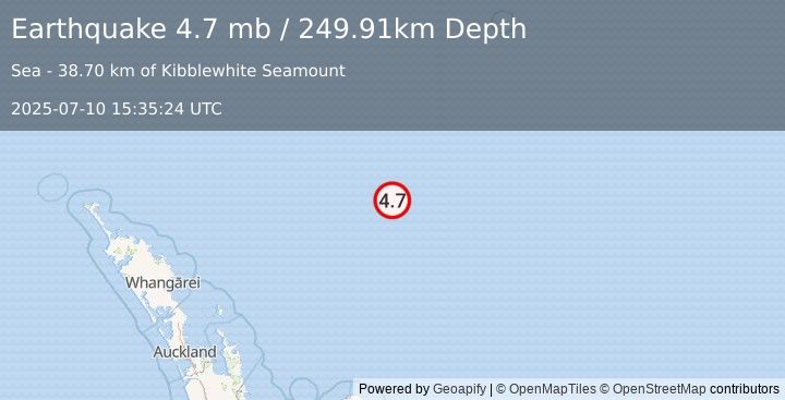 Earthquake south of the Kermadec Islands (4.7 mb) (2025-07-10 15:35:24 UTC)
