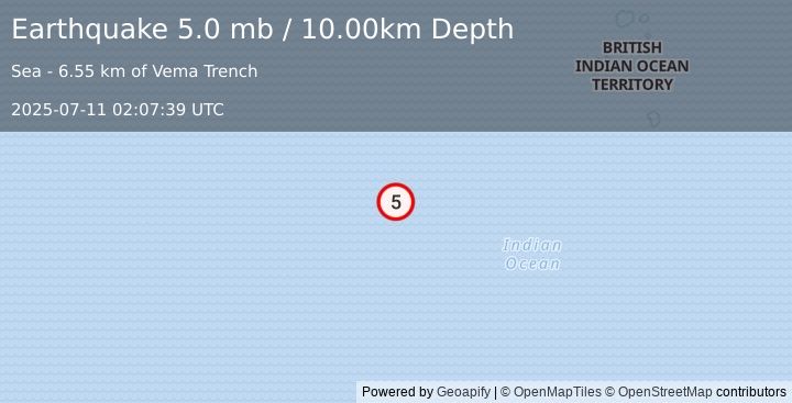 Earthquake Mid-Indian Ridge (5.0 mb) (2025-07-11 02:07:39 UTC)