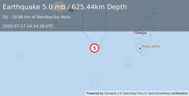 Earthquake Fiji region (5.0 mb) (2025-07-17 14:14:26 UTC)