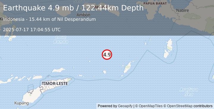 Earthquake Banda Sea (4.9 mb) (2025-07-17 17:04:55 UTC)