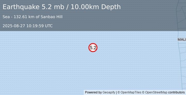 Earthquake Carlsberg Ridge (5.2 mb) (2025-08-27 10:19:59 UTC)