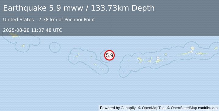 Earthquake 241 km W of Adak, Alaska (5.9 mww) (2025-08-28 11:07:48 UTC)