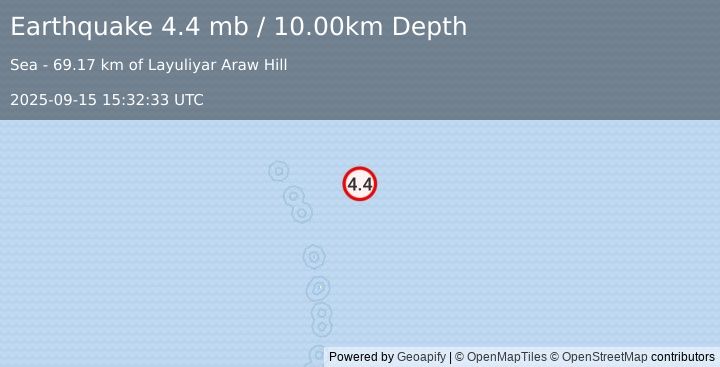 Earthquake Mariana Islands region (4.4 mb) (2025-09-15 15:32:33 UTC)