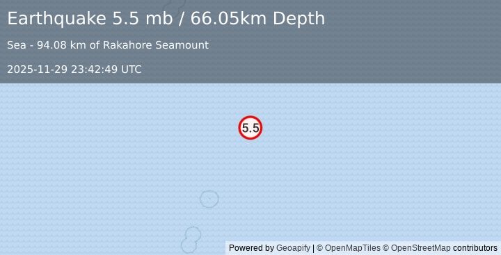 Earthquake Kermadec Islands region (5.5 mb) (2025-11-29 23:42:49 UTC)