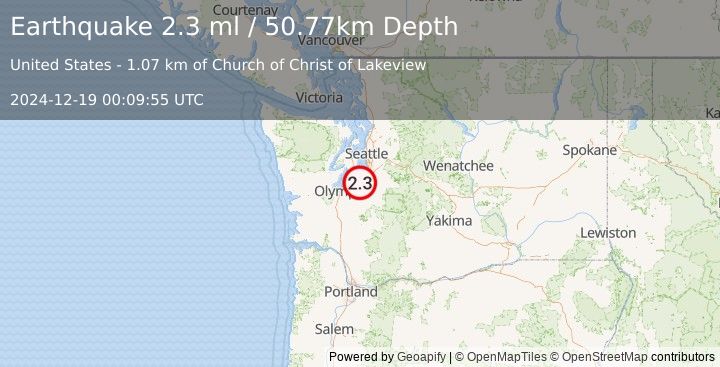 Earthquake 2 km ESE of Lakeview, Washington (2.3 ml) (2024-12-19 00:09:55 UTC)