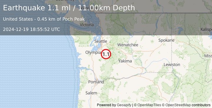 Earthquake 16 km SSE of Carbonado, Washington (1.1 ml) (2024-12-19 18:55:52 UTC)