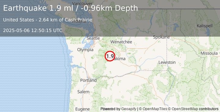 Earthquake 17 km SW of Nile, Washington (1.9 ml) (2025-05-06 12:50:15 UTC)