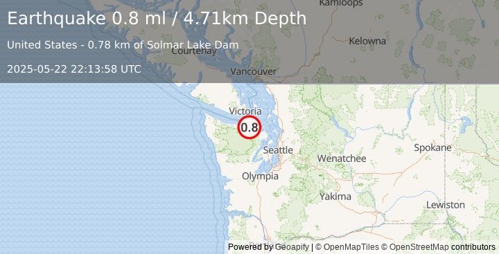 Earthquake 4 km W of Carlsborg, Washington (0.8 ml) (2025-05-22 22:13:58 UTC)