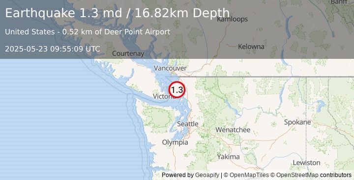 Earthquake 10 km E of Orcas, Washington (1.3 md) (2025-05-23 09:55:09 UTC)