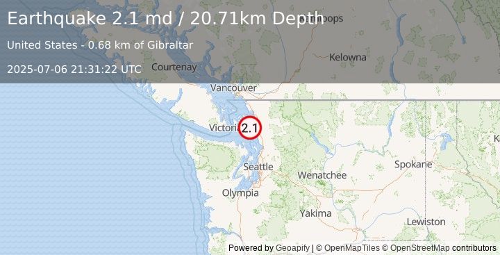Earthquake 8 km WNW of La Conner, Washington (2.1 md) (2025-07-06 21:31:22 UTC)