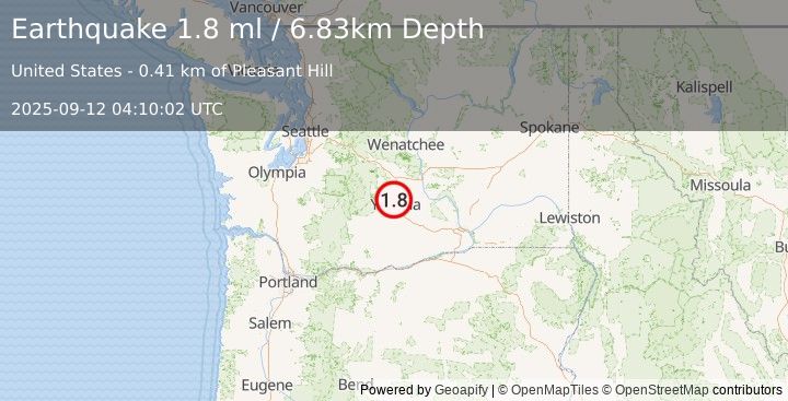Earthquake 1 km W of Selah, Washington (1.8 ml) (2025-09-12 04:10:02 UTC)