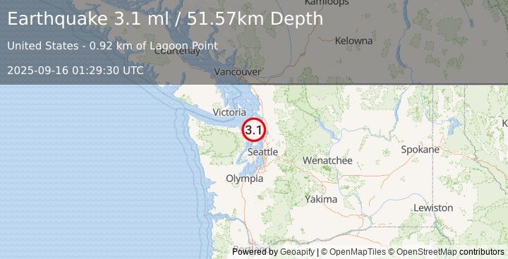 Earthquake 6 km ENE of Marrowstone, Washington (3.1 ml) (2025-09-16 01:29:30 UTC)