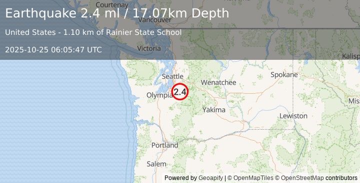 Earthquake 2 km SE of Buckley, Washington (2.4 ml) (2025-10-25 06:05:47 UTC)